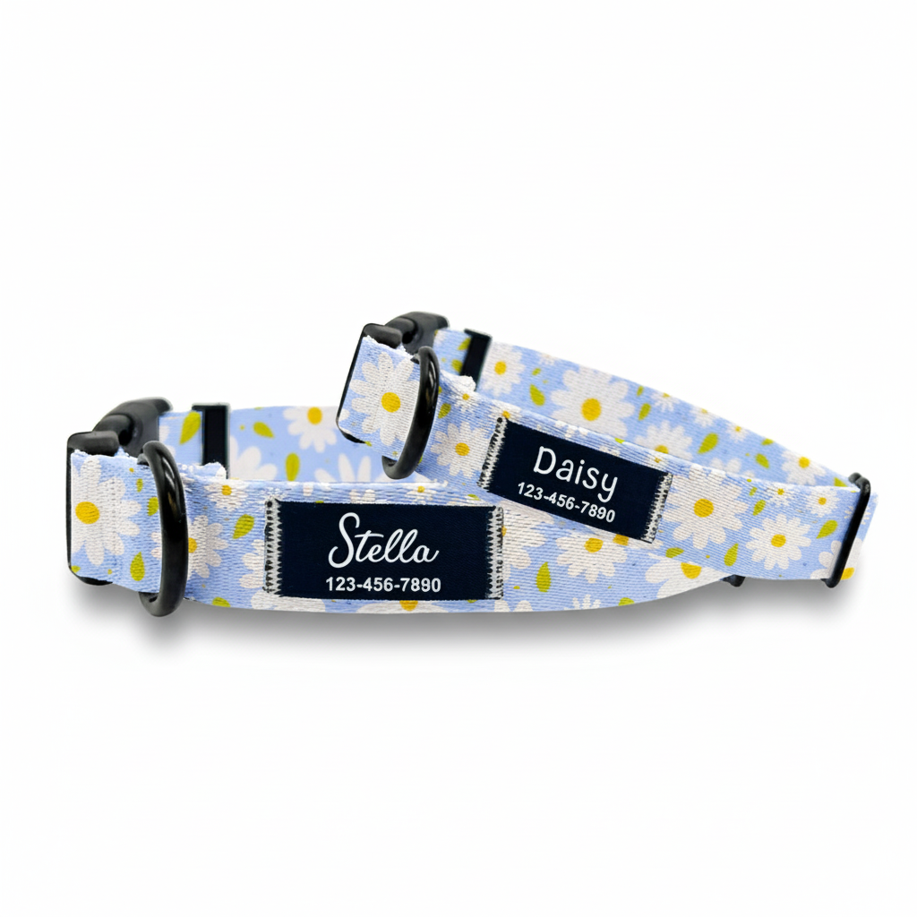 Blue Daisy Dog Collar