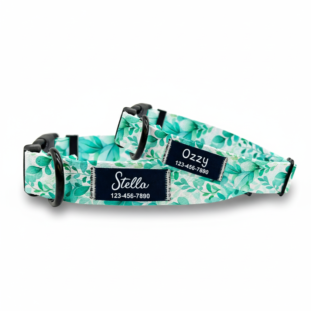 Green Leaves Dog Collar