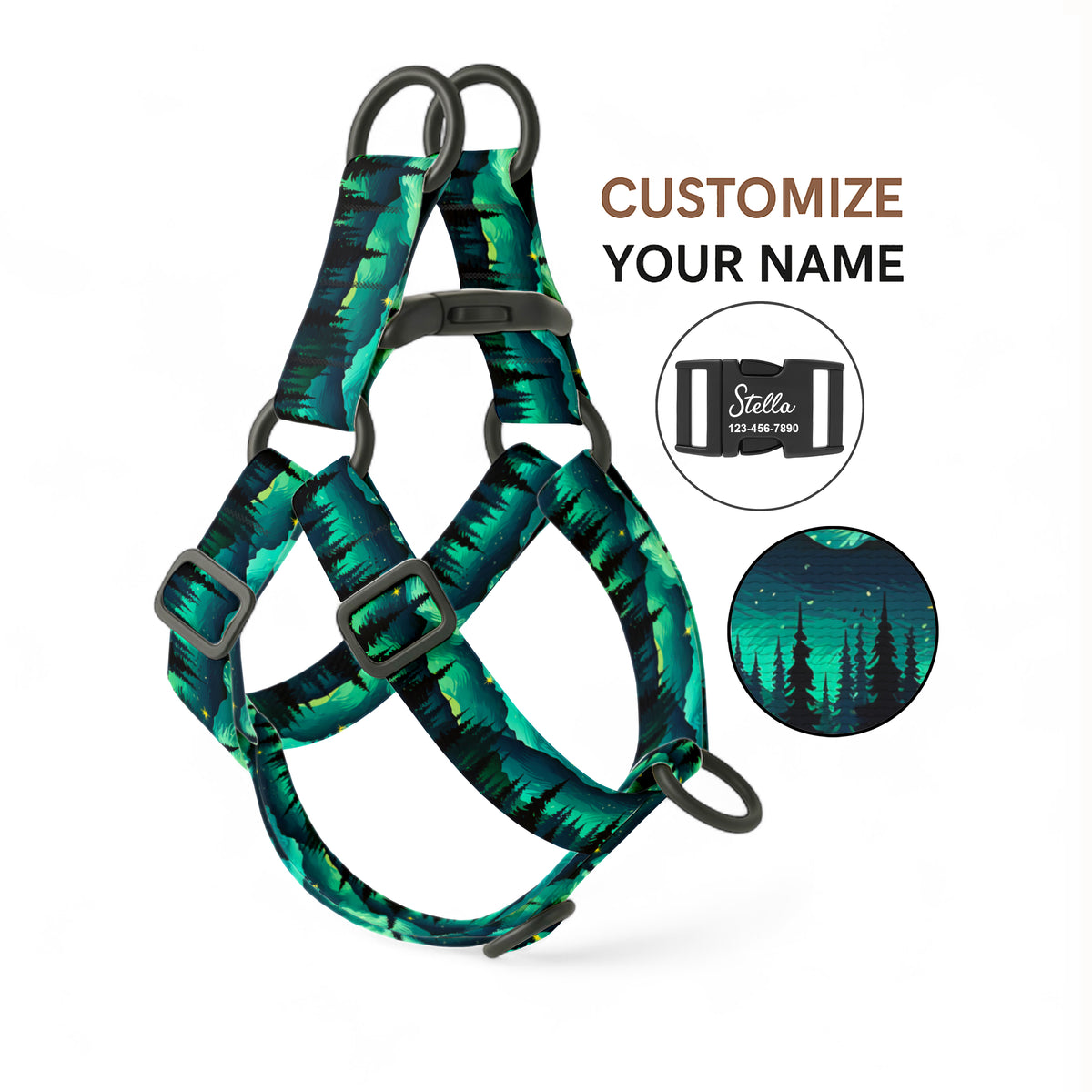 Green Northern Lights Dog Harness