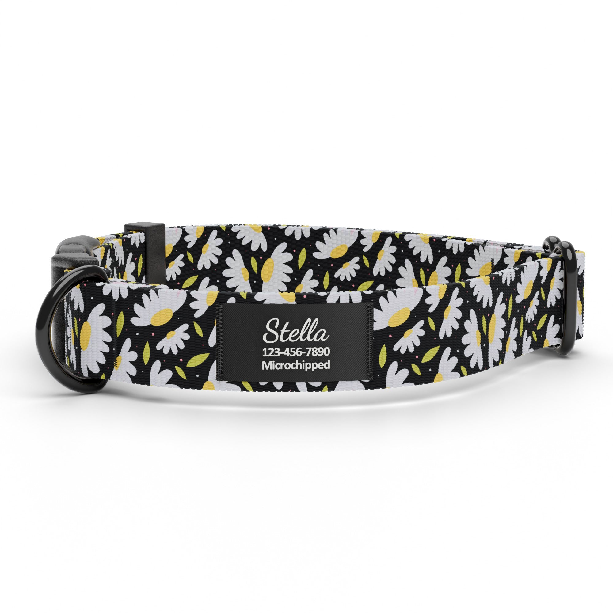 Black Daisy Dog Collar