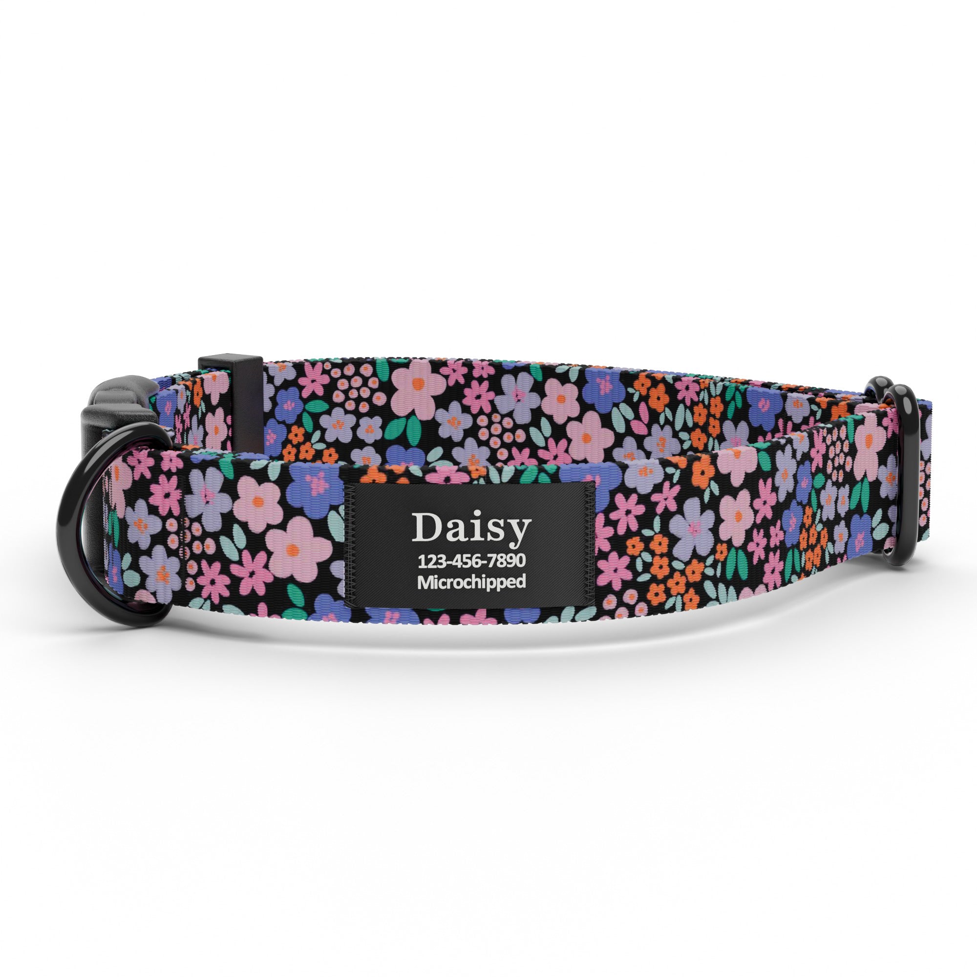 Black Wildflower Dog Collar