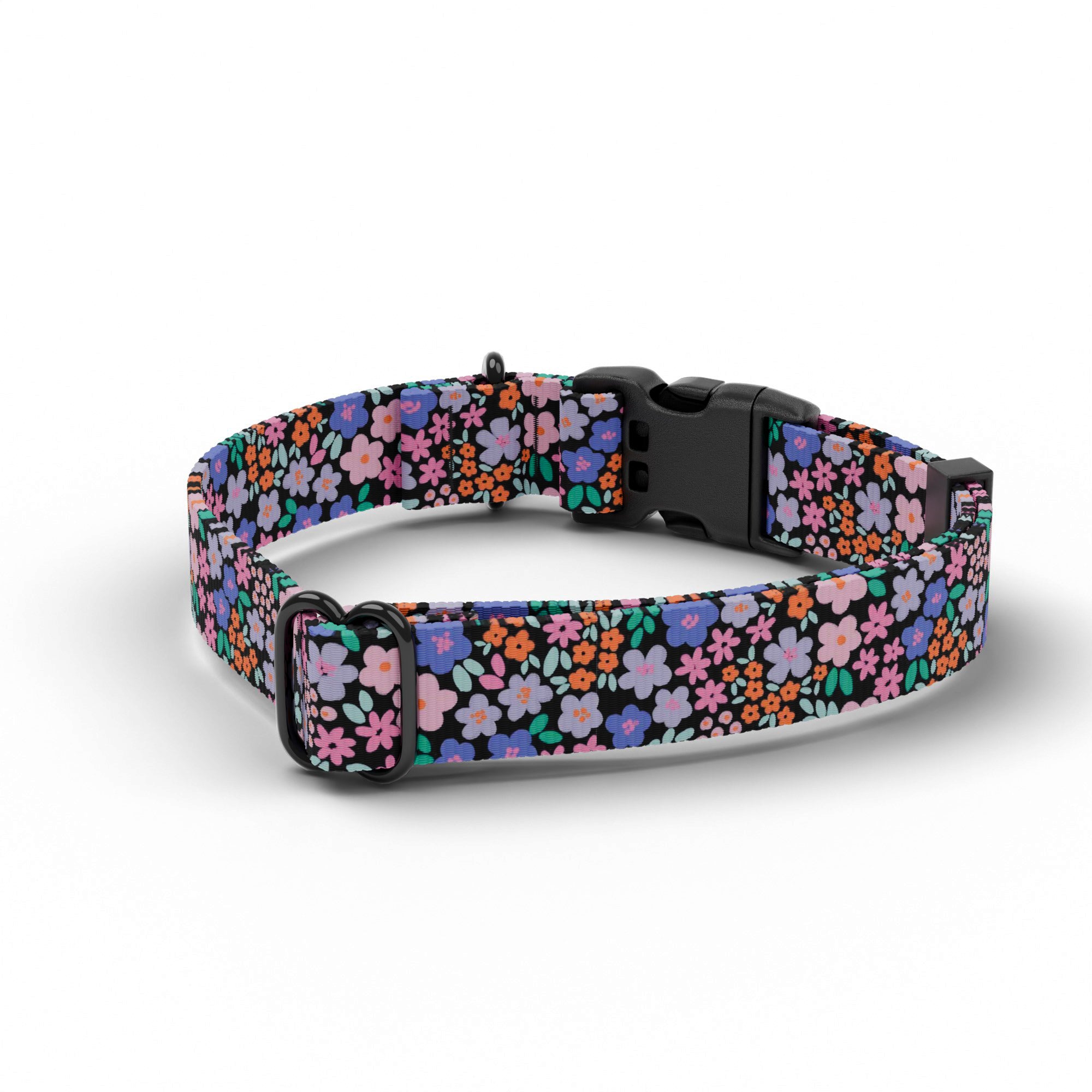 Black Wildflower Dog Collar