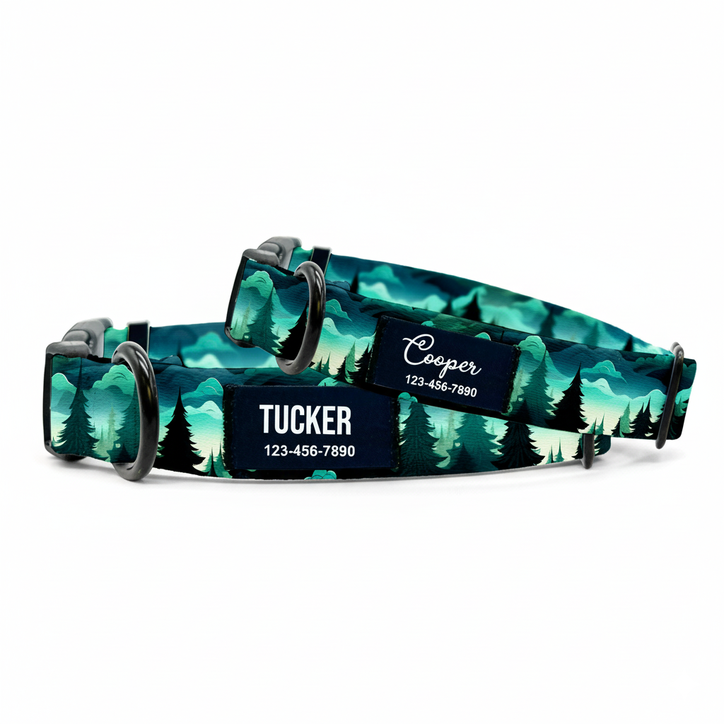 Nylon dog collar green forest
