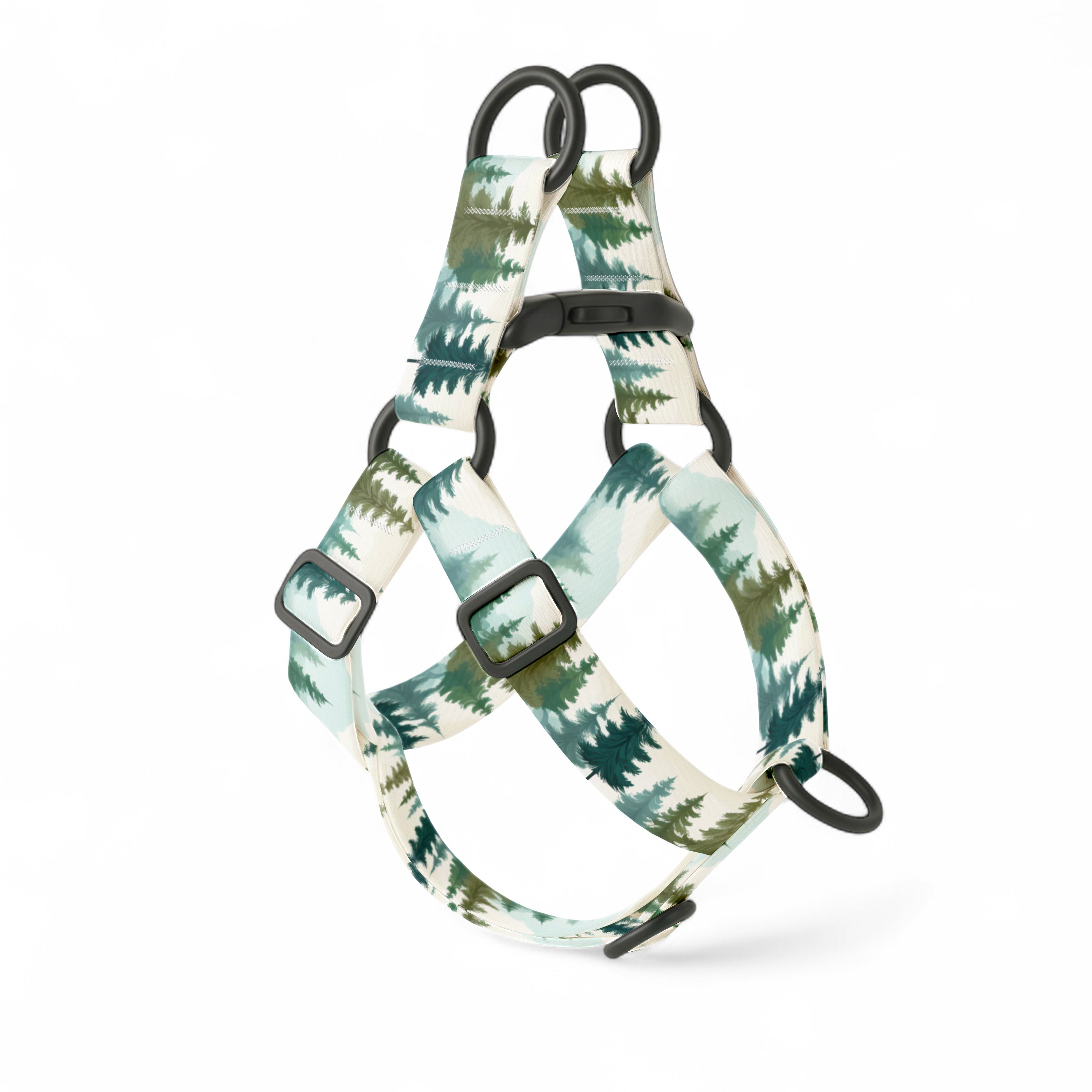 Green pine tree dog harness