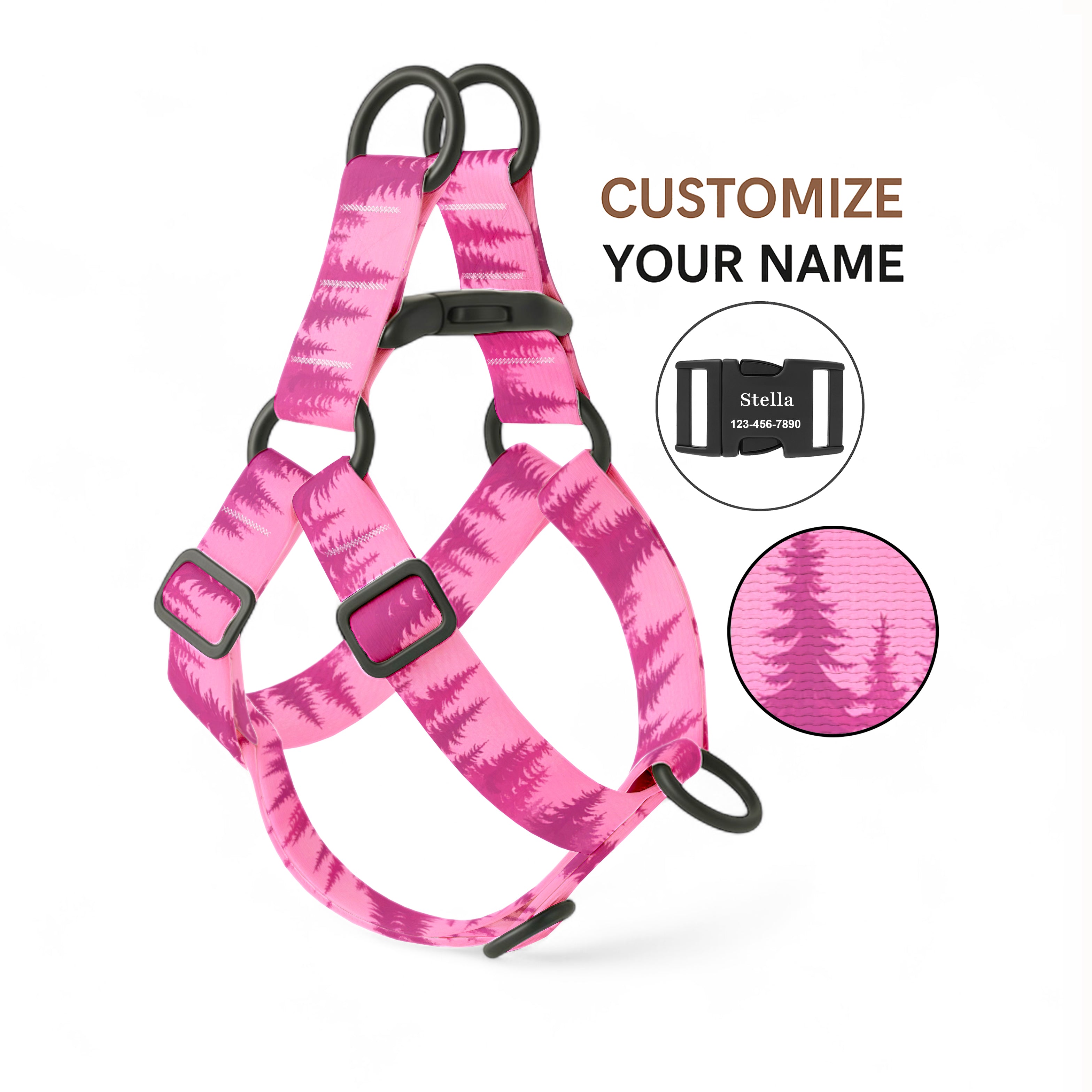 Pink Forest Step-In Dog Harness